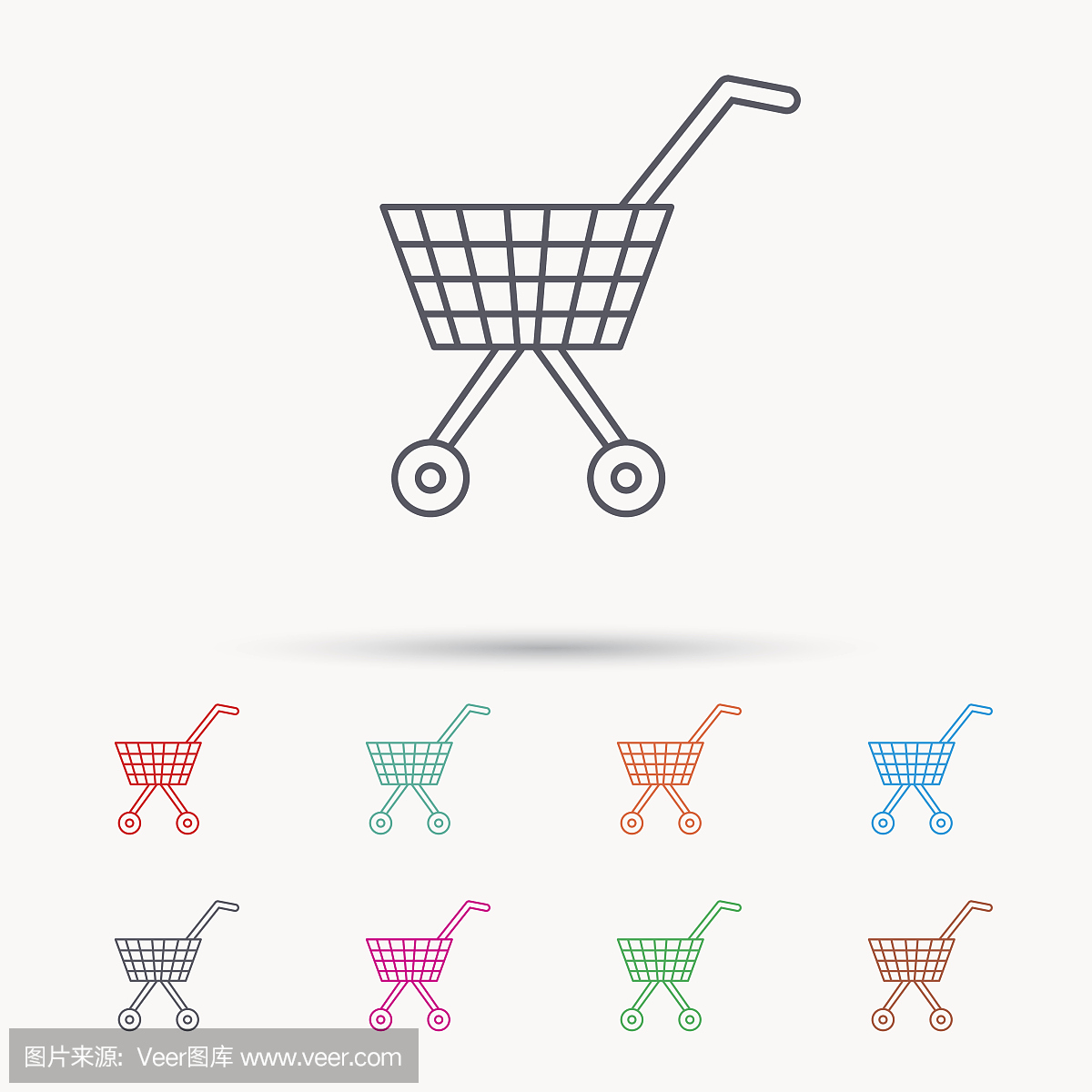 購物車圖標。市場購買的跡象。